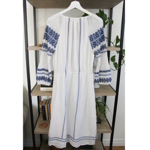 SOLD. Joie Aliz Embroidered Peasant Midi Dress - Picture 4 of 7